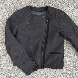 Gap Quilted Moto Jacket in Charcoal Size 8